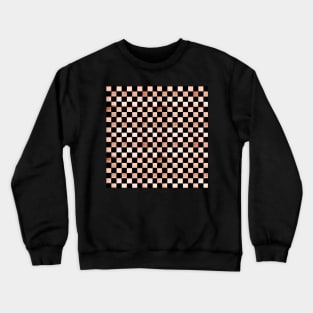 Black and Beige Checkered Wood Texture Crewneck Sweatshirt